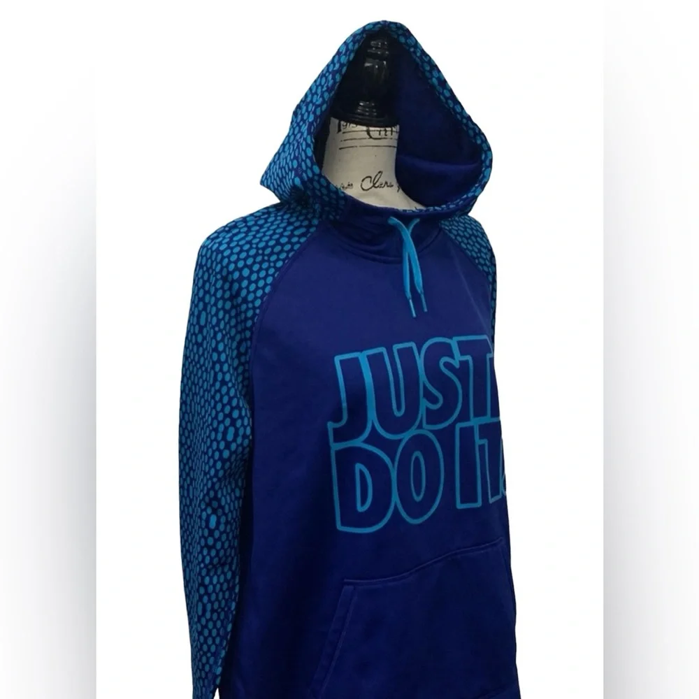 Nike Therma-Fit Women's Blue Aqua Just Do It Pullover Hoodie w/Thumbholes Size L